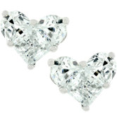 Silver-Tone Heart Cubic Zirconia Stud Earrings