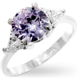 Sterling Silver Round Lavender Cubic Zirconia Ring