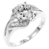 Silver-Tone Clear Cubic Zirconia Ring
