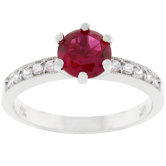 Silver-Tone Promise Red Cubic Zirconia Ring