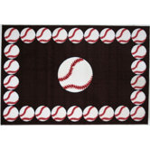 Fun Time Baseball Time Red Kids Rug
