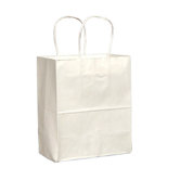 10.25" x 8" x 4.5" Handled Shopping Bags in White