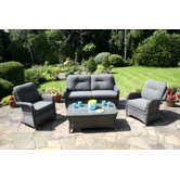 Oxford Sofa with Coffee Table with 2 Lounge Armchair