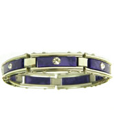 Purple Marble Link Bracelet with Cubic Zirconia Stones