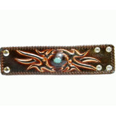 Tribal Leather Bracelet with Center Turquoise Look