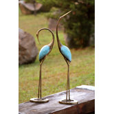 Stylized Garden Crane Pair Statue