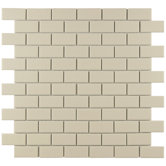 Retro 11-3/4" x 11-3/4" Porcelain Subway Mosaic in Matte Biscuit