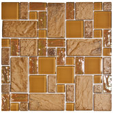 Eden 11-3/4" x 11-3/4" Glass and Stone Versailles Mosaic in Peony