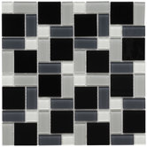 Ambit 11-3/4" x 11-3/4" Glass Block Mosaic in White and Black