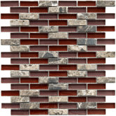 Sierra 11-3/4" x 11-3/4" Glass and Stone Subway Mosaic in Bordeaux