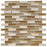Sierra 11-3/4" x 11-3/4" Glass and Stone Subway Mosaic in Latte