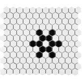 Retro 11-3/4" x 10-1/4" Porcelain Hex Mosaic in Matte White with Snowflake
