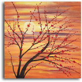 Hand Painted "Red Bud Rhythm" Oil Canvas Art