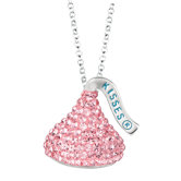 Sterling silver & Pink Crystals Medium Flat Back Hershey's Kiss Pendant