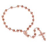 Gold Plated Bronze Cut-Out Beaded Pocket Rosary