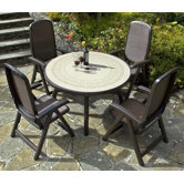 Colosseo 120cm Ravenna Table with optional Delta Chairs in Coffee