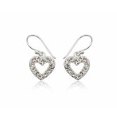 Heart shaped Silver Studs Earrings with Pink with Swarovski Elements