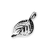 Chandi Court Sterling Silver Leaf Shaped Pendant with Cubic Zirconium