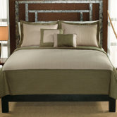 Barclay King Quilt with Two Shams in Sage / Tan