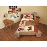 Cowboy Quilt with Sham, Dust Ruffle, Sheet Set, Pillow, and Valance