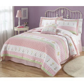 Tara Stripe Quilt with Pillow Sham, Sheet Set, Pillow, and Valance