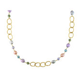 Miadora Goldtone Multicolored Pearl Oval Link Necklace