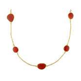 Irregular Shape Double Checkerboard Carnelian Necklace