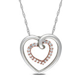 White and Pink Gold &nbsp;Rope-chain Quarter Round-cut &nbsp;A Quarter Carat of Diamond Heart Pendant