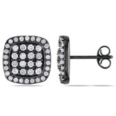 Round Cut Diamonds and Rhodium Stud Earrings