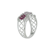 White Gold Round Cut Gemstone Statement Ring