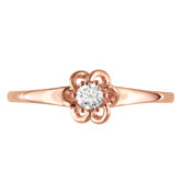 Pink Silver Round Cut Diamond Floral Fashion Ring