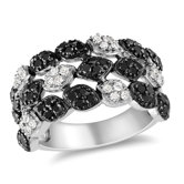 Sterling Silver Round Cut Diamond and Rhodium Multi Stone Ring