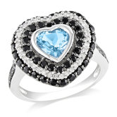 Sterling Silver Heart Cut Topaz Halo Ring
