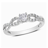 Sterling Silver G-H Round Diamond and Sapphire Halo Ring