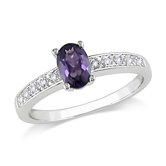 10K White Gold Oval Cut Alexandrite Ring