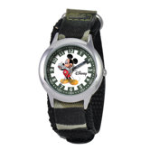 Kid's Mickey Mouse Time Teacher Watch in Green Nylon