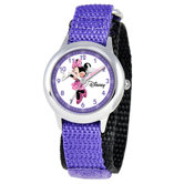 Kid's Minnie Mouse Time Teacher Velcro Watch in Purple