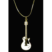 Les Paul Electric Guitar Necklace in Gold and White