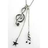 G Clef Jewelry 16th Note Necklace in Silver