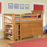 Bennington Twin Low Loft Bed with Bookcase and Essex Dresser