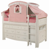 Emma Twin Low Loft Bed with 7 Drawer Tent and Storage