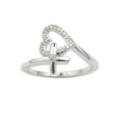 Sterling Silver .05 TDW Have Faith Diamond Ring