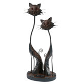 AL 4 Light Cat Outdoor Solar Light (Set of 3) in Rustic