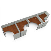 Workstation Panel System, 1 x 4 Configuration, with Vinyl Panels