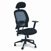 Space Air Grid Series High-Back Chair with Headrest, Black Mesh