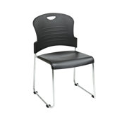 Burgundy Stack Chair with Sled Base with Plastic Seat and Back, Black, 4 Pack