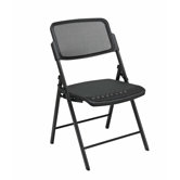 Deluxe Folding Chair With ProGrid Seat and Back (2-Pack), Gangable, Beige, Black or Silver