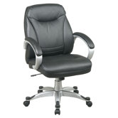 Back Leather Faux DeluxeOffice Chair with Coated Frame and Padded Arms