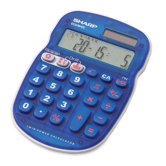10-Digit Calculator, Twin Powered, 3-1/3"x5"x3/4", Blue
