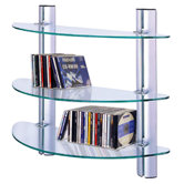 3 Tier Adjustable Glass Wall CD / DVD / Media Storage Shelves